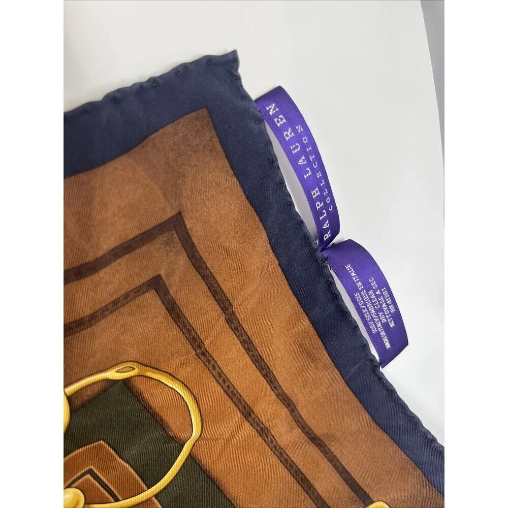 Ralph Lauren Collection Purple Tag Rare Vintage Horse Equestrian Silk Scarf